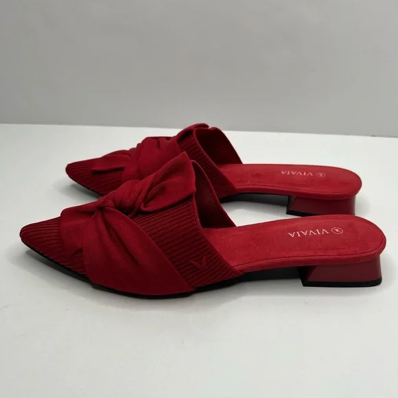 Vivaia Yaffa Ruby Red Pointed Toe Knot Mule Sandals Size EU 40, US 9 - Picture 4 of 15